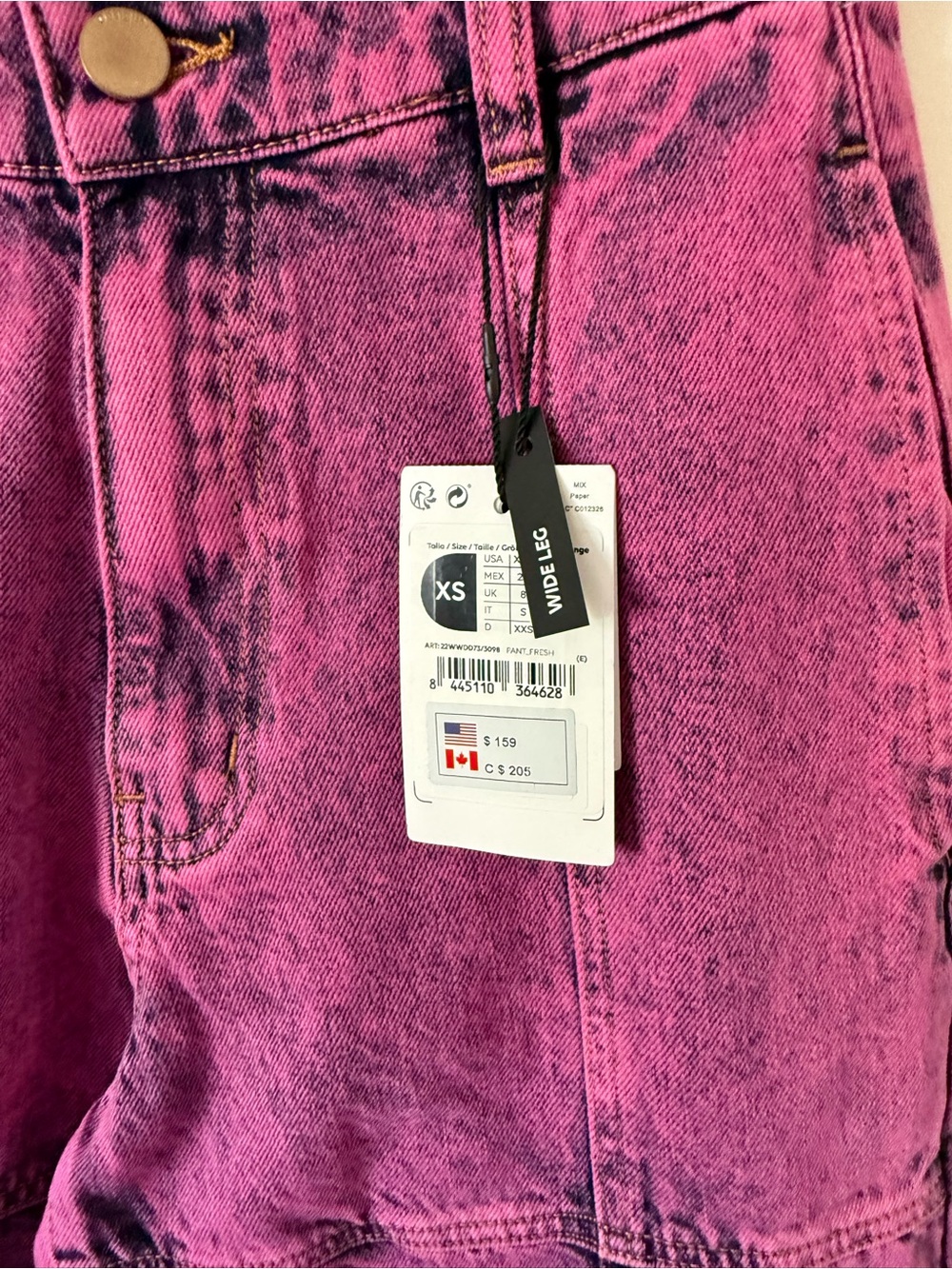 317. NWT DESIGUAL MAITREPIERRE WIDE-LEG ACID WASH JEAN - Picture 7 of 7